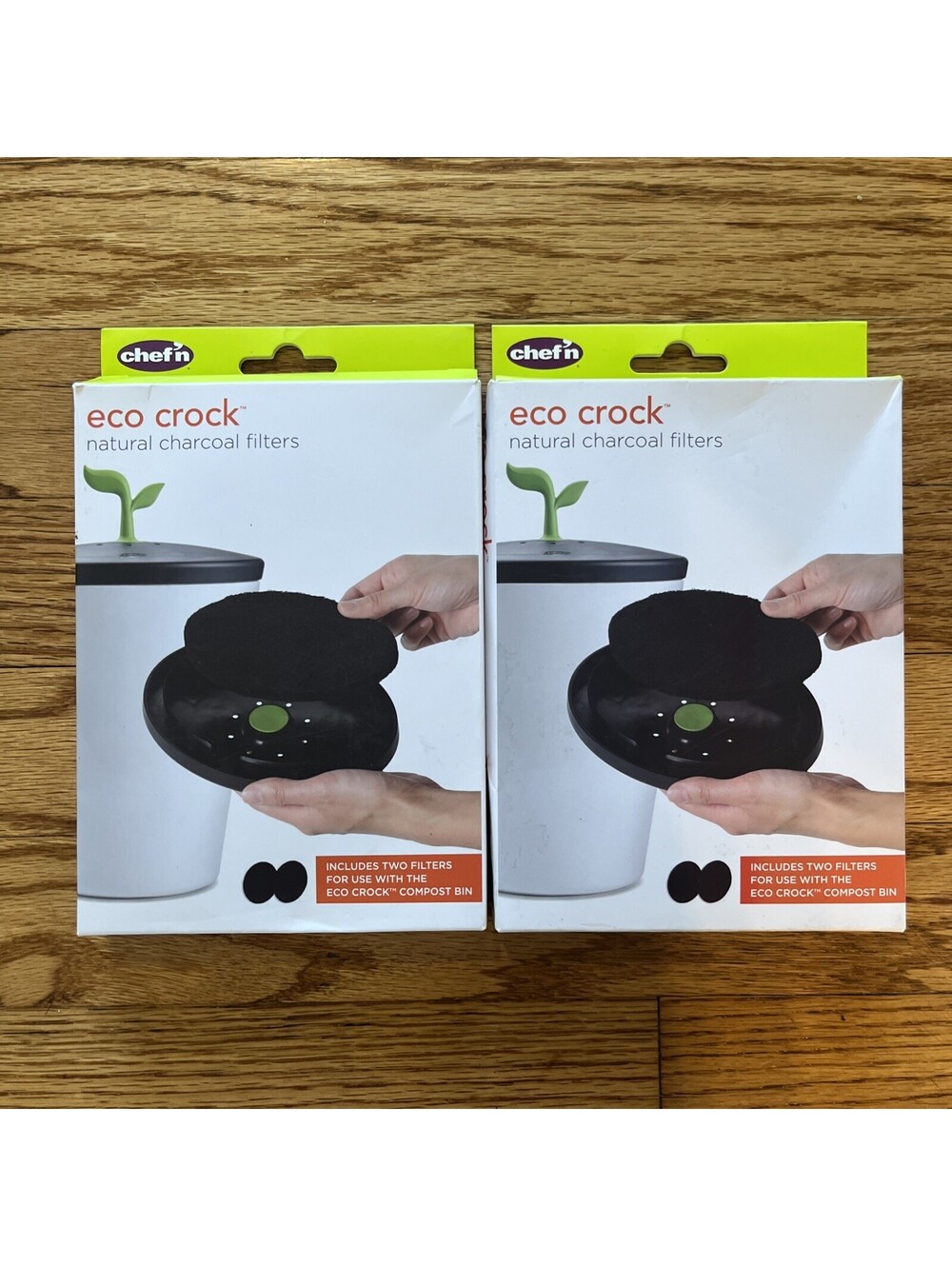 Lot Of 2 Eco Crock Natural Charcoal Filter Refill Packs (2-Pack) Black
